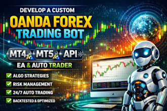 develop a custom oanda forex trading bot, mt4 mt5 ea, API auto trader