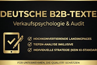 write high converting german b2b landing page copy and audit