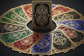 draw a custom blackjack, playing, poker, tarot card deck for magician