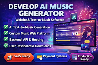 build software music website, ai music generator website, ai text to music app