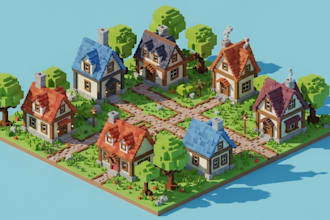 create voxel art for games and low poly voxel game art for games and animations