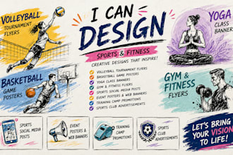 design volleyball, basketball, sport, yoga flyer poster banner graphics redesign