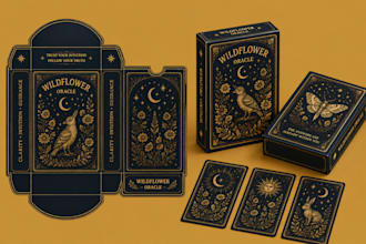 card game packaging box design tarot card tuck box rigid, tcg board game box art