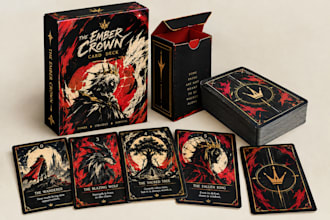 design card game packaging, tuck box, tcg box, tarot box and print ready dieline