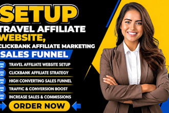 setup travel affiliate website, clickbank affiliate marketing sales funnel