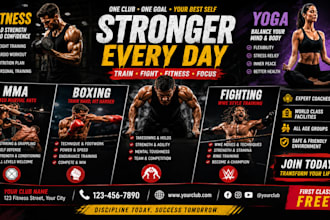 design sport fitness yoga fighting club wwe mma wrestling boxing flyer, poster