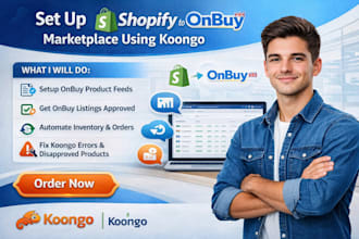 setup shopify to onbuy marketplace using koongo fix product listing order sync