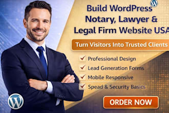 build wordpress notary public service attorney lawyer law legal firm website USA