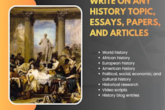 research and write on any aspect of history, history writing, research
