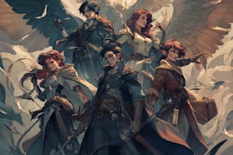 design an your dnd group party illustration