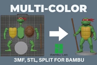 color paint 3d model convert stl to 3mf split parts for multicolor bambu lab ams
