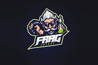 create catchy gaming booster frag energy logo