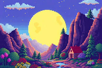 create a pixel art wallpaper or background