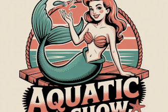 design high quality mermaid mascot logo with t shirt design
