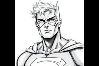 create a superhero sketch portrait and illustrations