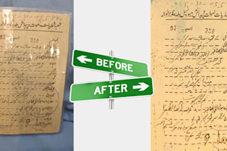 repair and clean handwritten text for better readability