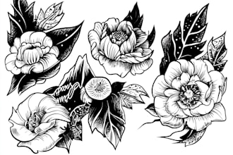 make a realistic black and white tattoo design for you