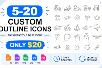 design custom line icons for websites, apps