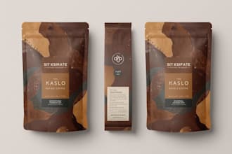 do unique coffee pouch packaging, bag, and label design