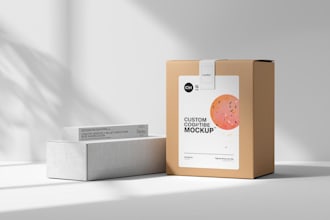 design custom product box packaging and label with mockup