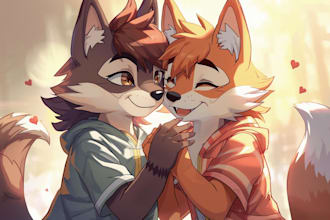 draw couple furry, fursona or anthropomorphic art