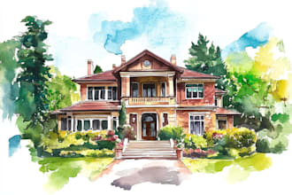 watercolor a house portrait