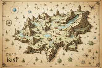 create detailed 2d map, vector map sketch illustration