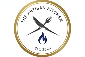 design a creative and professional kitchen logo for your brand