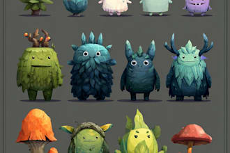 design 2d game art characters creatures environment icons
