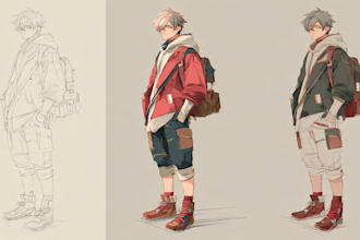 draw anime sketch colored