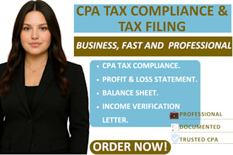 provide CPA tax compliance letter for US businesses, fast and  professional