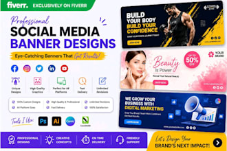 design youtube, facebook, linkdin and twitter custom cover