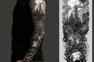 design hand drawn custom full sleeve tattoo design