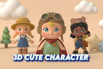 create 3d cute character for toys, mascot, game, 3d printing