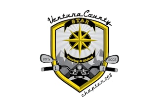 make motor cycle adventure logo with county star chapter