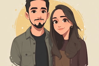 draw anime cartoon portraits simple, couples, families pfp