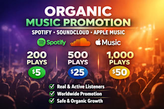 do organic spotify soundcloud apple music promotion to global genuine fans