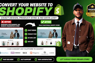 convert your website to shopify with exact design, product sync and no data lost