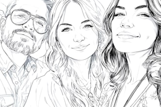 illustrate a romantic family couple portrait