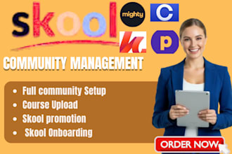 do skool community setup, onboarding flows and online course outline development