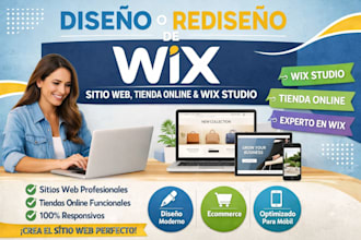 diseño o rediseño de sitio web wix, tienda wix, tienda online wix studio