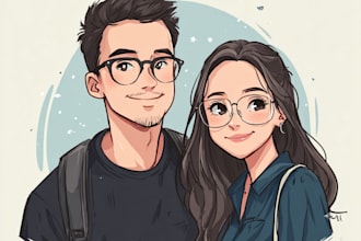 draw anime cartoon portraits simple, couples, families pfp
