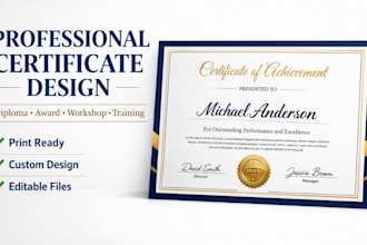 design professional diploma award custom certificates for courses and workshop