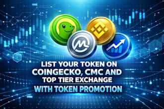 list your token on coingecko, cmc and top tier exchange with token promotion