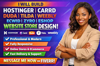build hostinger carrd duda tilda weebly ecwid zyro eshop website store design