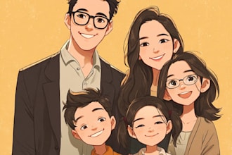 draw anime cartoon portraits simple, couples, families pfp
