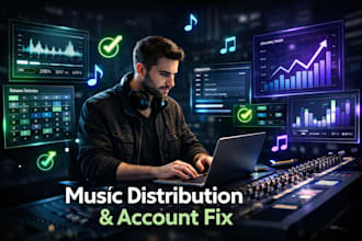 music distribution, artist manager, fix distribution issues and music promotion