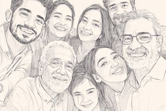 make you a lineart portrait of your friends and family