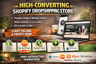 build shopify dropshipping store design via zendrop temu salehoo dsers gelato