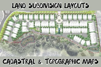 prepare topographic maps, site plans, cadastral mapping and land subdivision